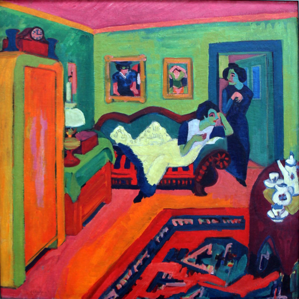 Interiør med to piger af Ernst Ludwig Kirchner