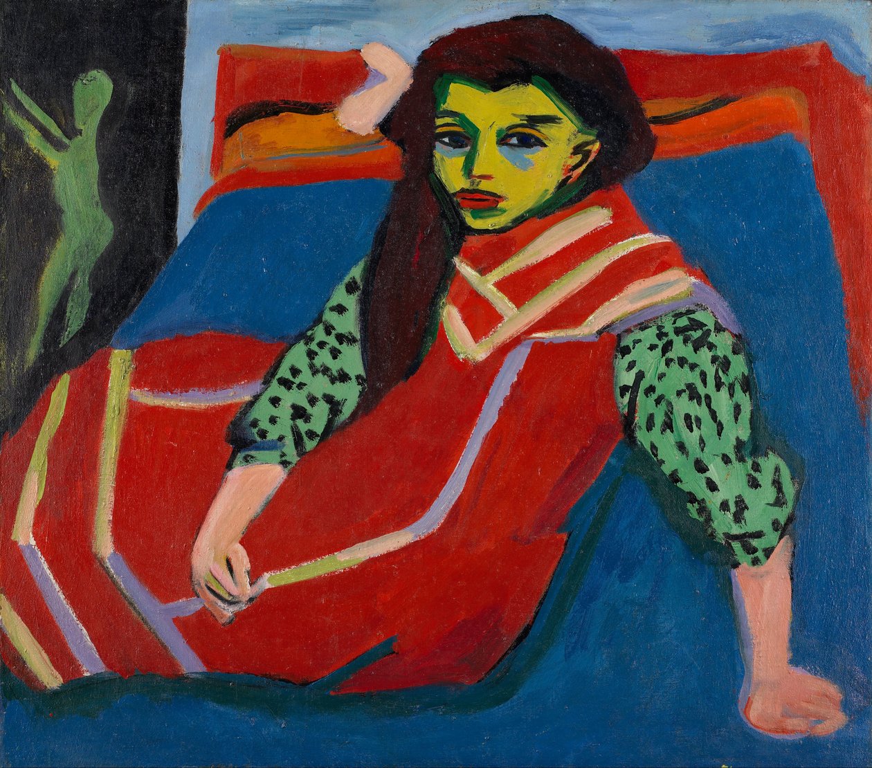 Siddende pige (Fränzi Fehrmann) af Ernst Ludwig Kirchner