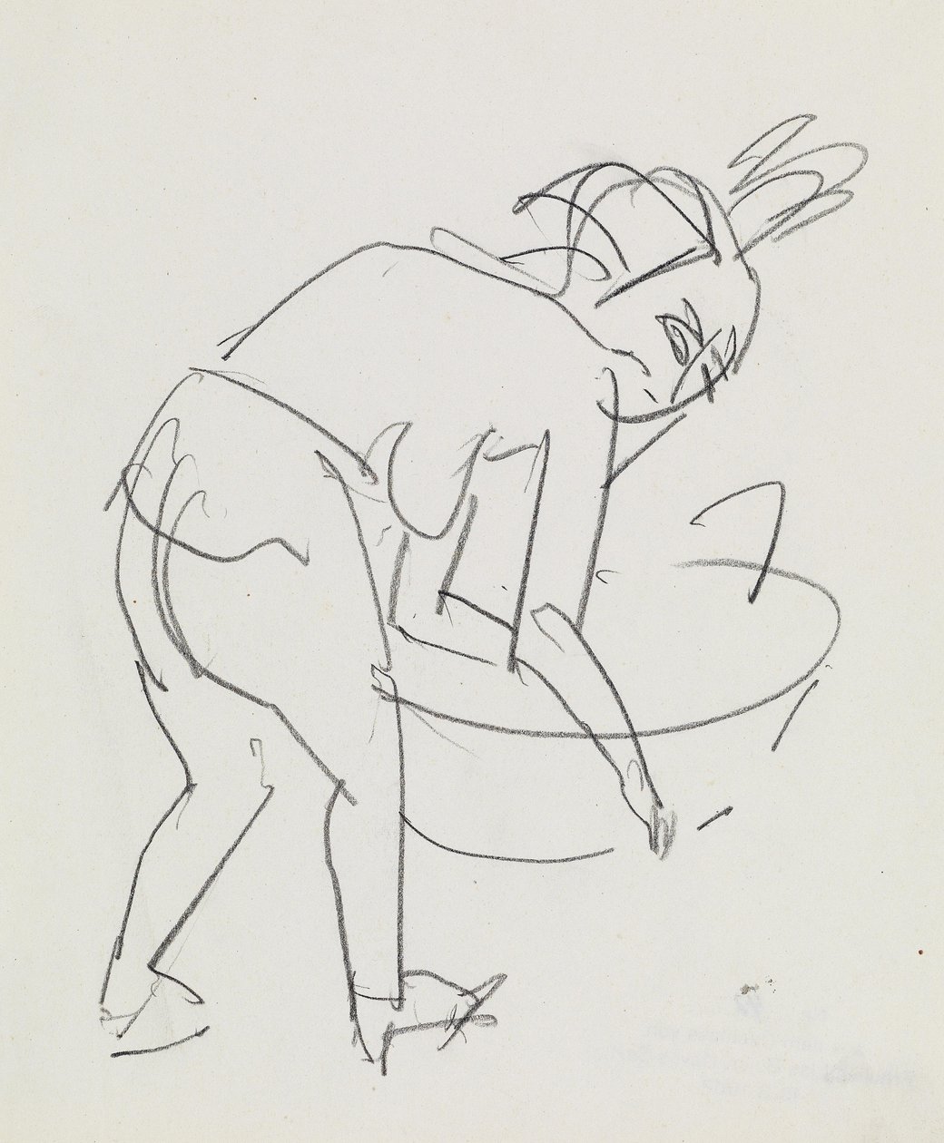 Kvinde vasker sig selv af Ernst Ludwig Kirchner