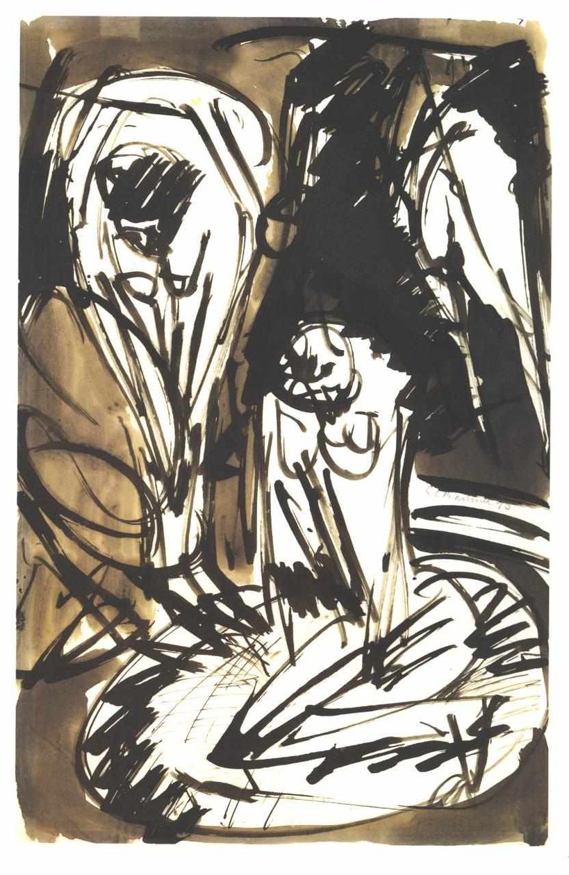 To piger bader i badekarret af Ernst Ludwig Kirchner