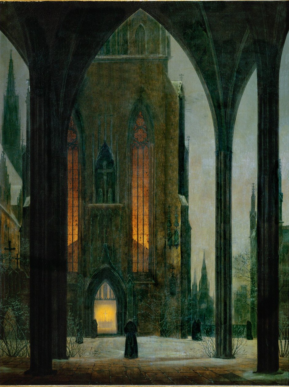Katedral om vinteren ... (olie på lærred) af Ernst Ferdinand Oehme