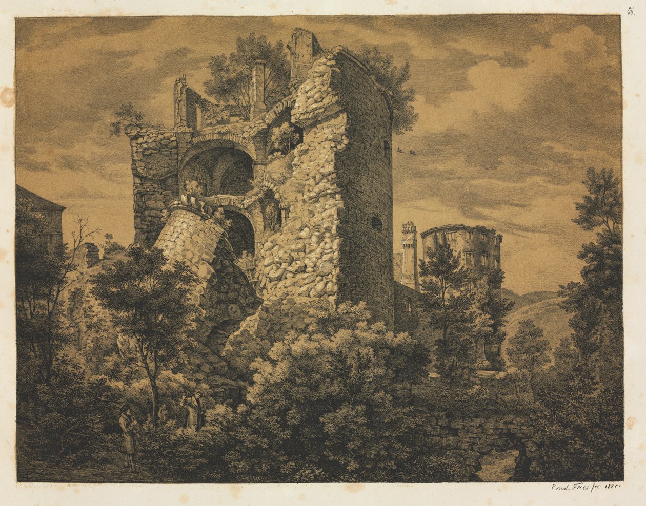 Seks udsigter over Heidelberg Slot: Tower, 1820. af Ernst Fries