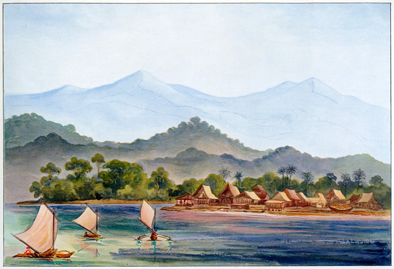 Landsby, Sumatra, Indonesien, 1906 af Ernst Haeckel