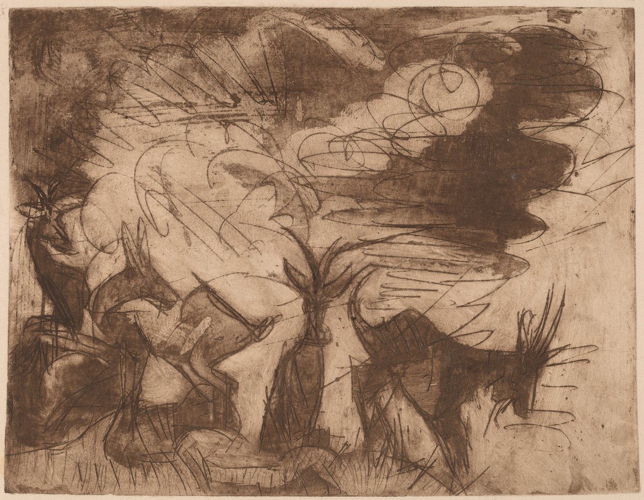 Geder og skyer, 1919. af Ernst Ludwig Kirchner