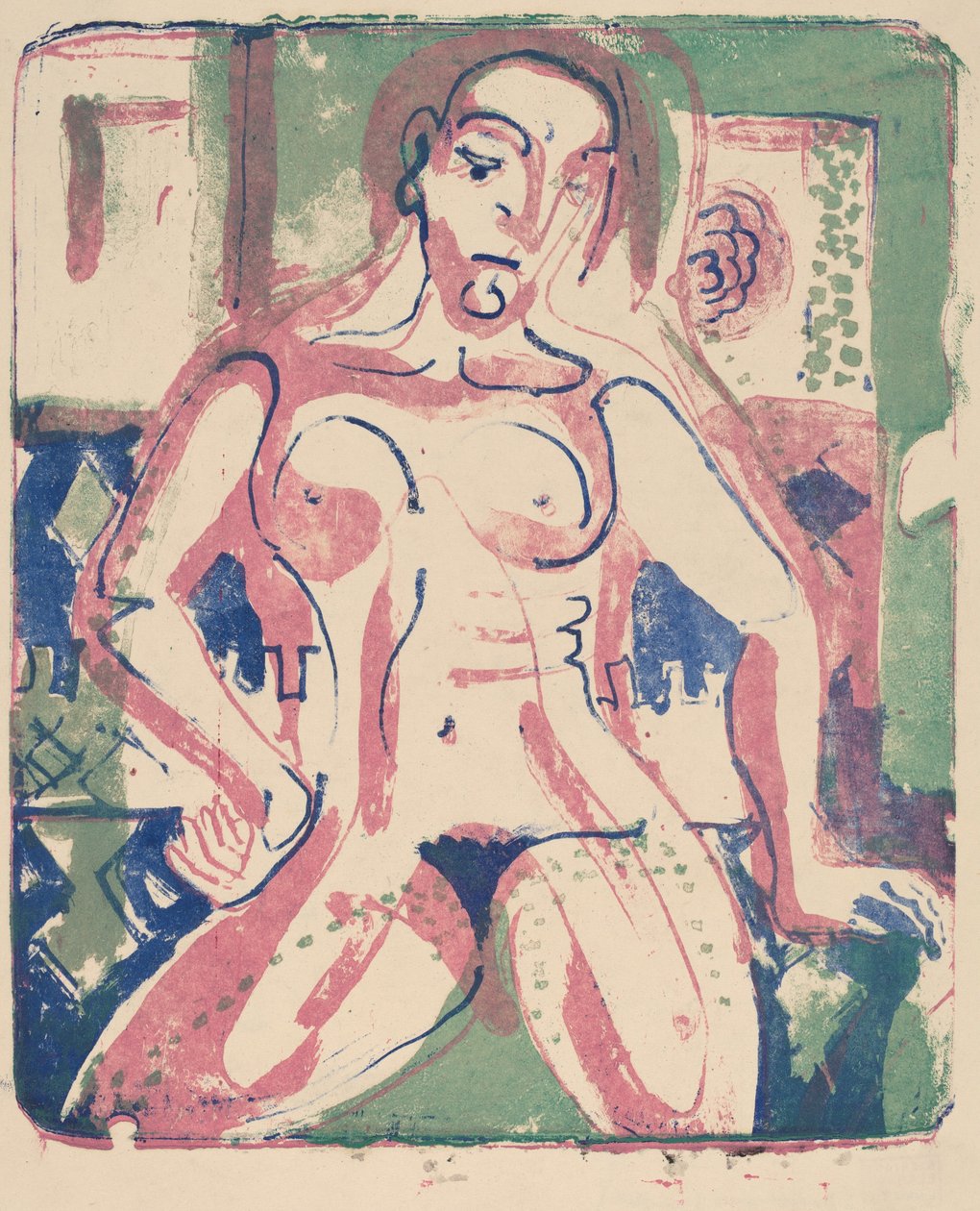 Nøgen kvinde, 1927. af Ernst Ludwig Kirchner