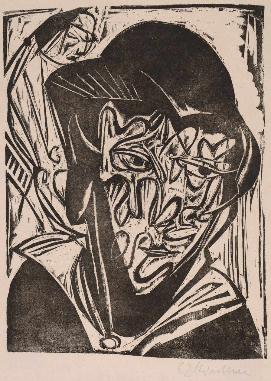 Kvinde med slør, 1915. af Ernst Ludwig Kirchner