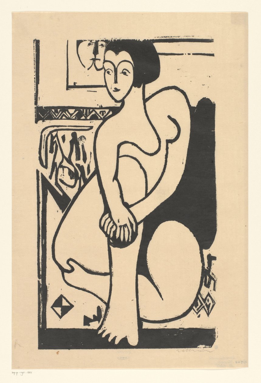 sidder nøgen af Ernst Ludwig Kirchner (signed by artist)