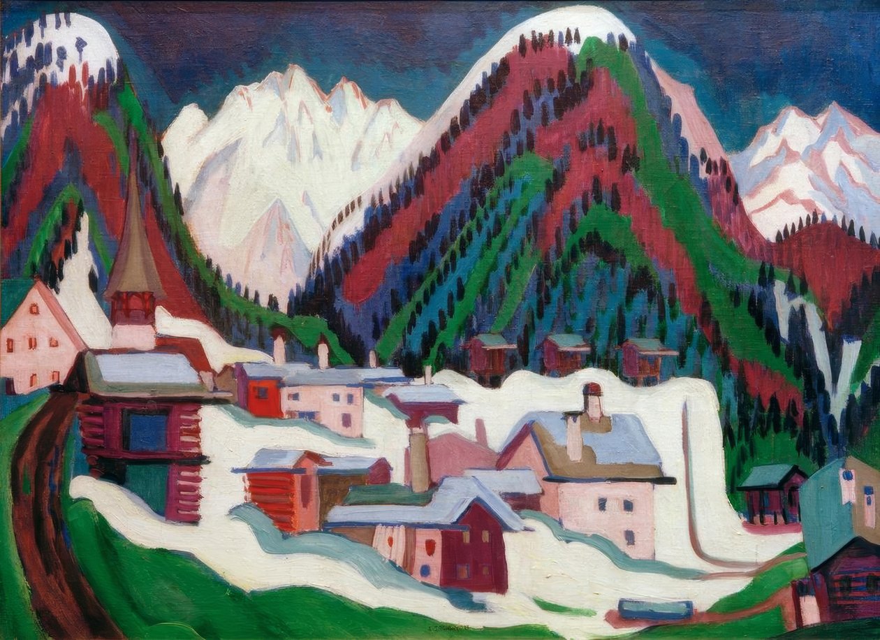 Landsbyen Monstein nær Davos af Ernst Ludwig Kirchner