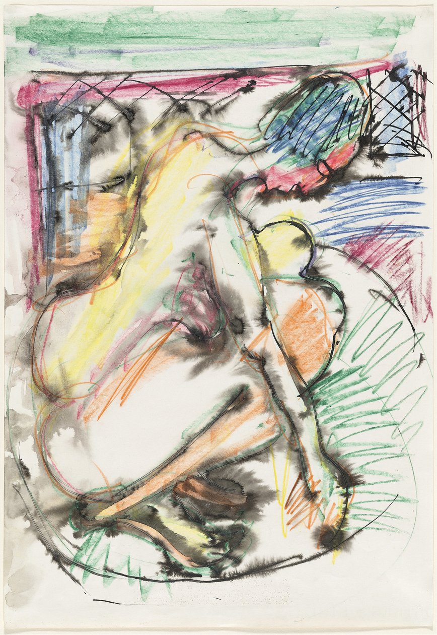 Erna bader i badekar af Ernst Ludwig Kirchner