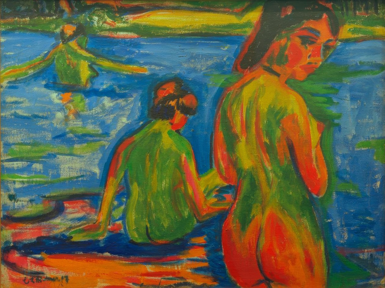 Piger, der bader i søen af Ernst Ludwig Kirchner