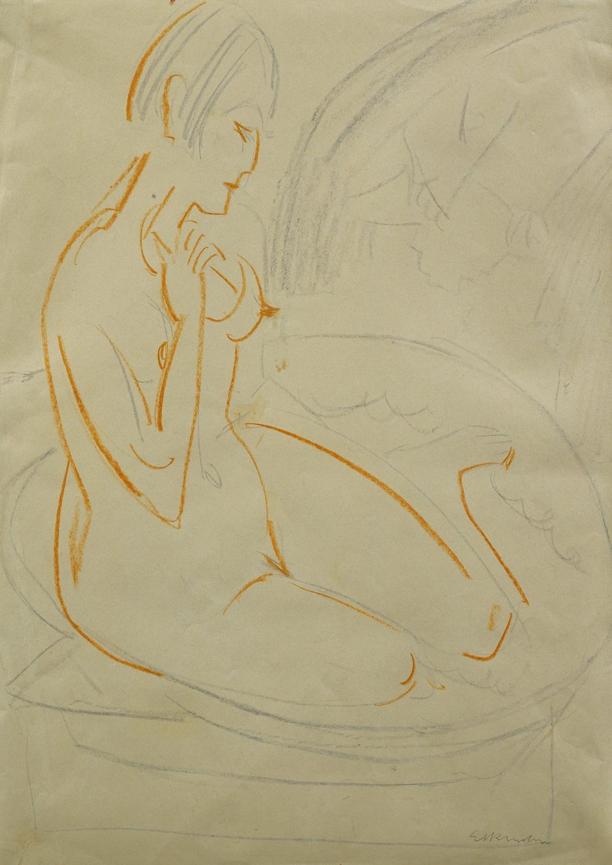 Nøgen; Akt, af Ernst Ludwig Kirchner