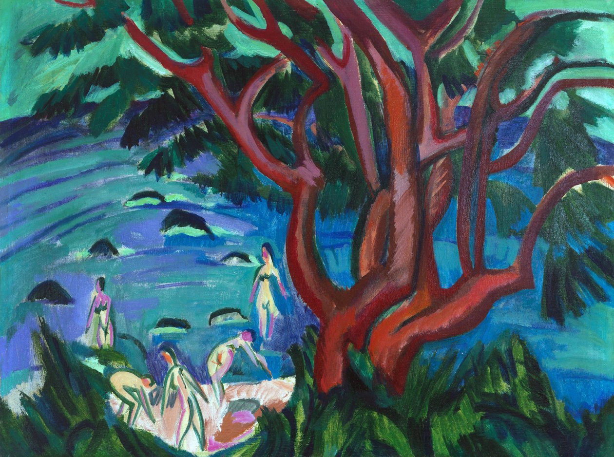 Rødt træ ved stranden, 1913. af Ernst Ludwig Kirchner
