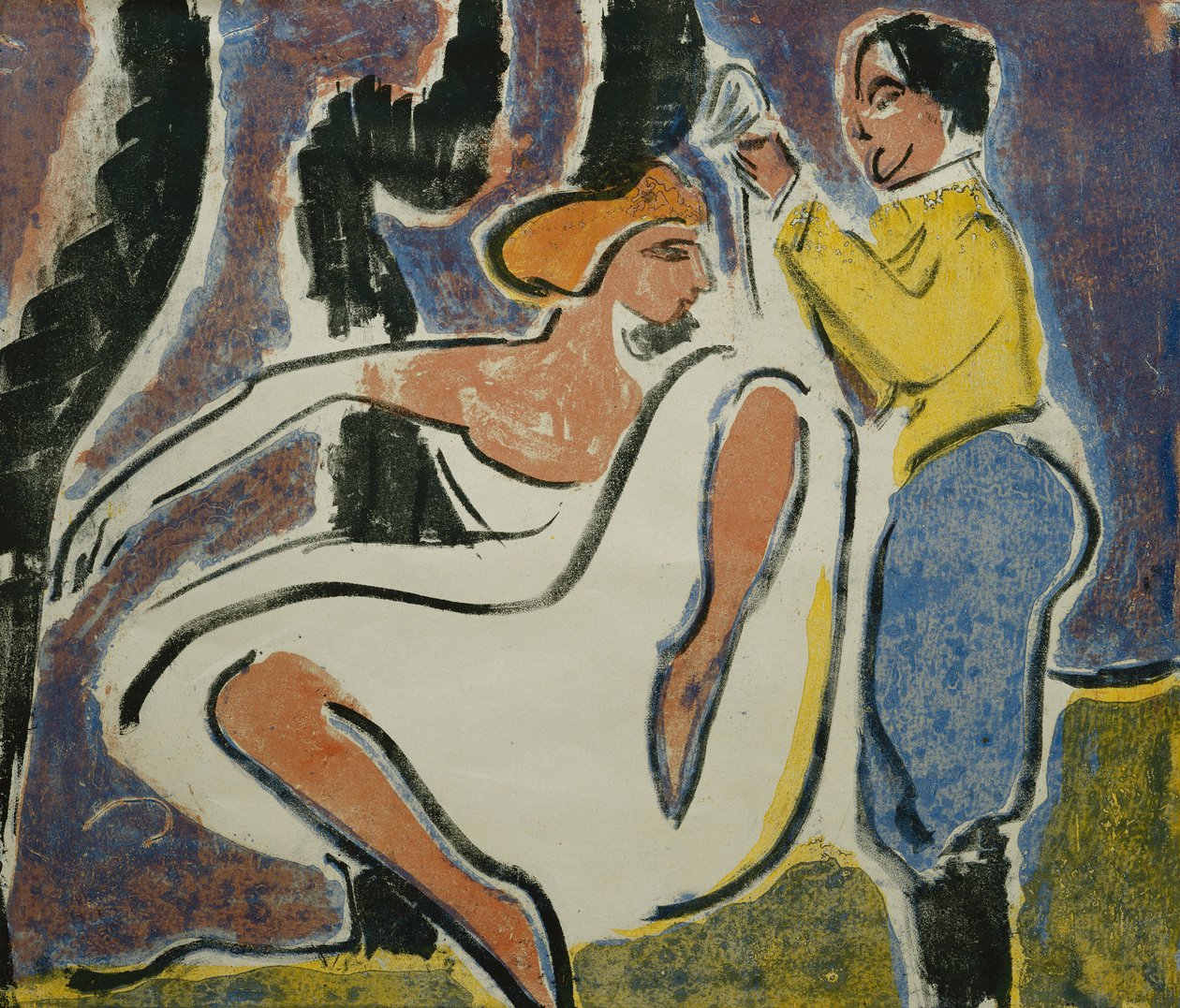 Russisk pardans; Russisk dansepar, 1909 af Ernst Ludwig Kirchner