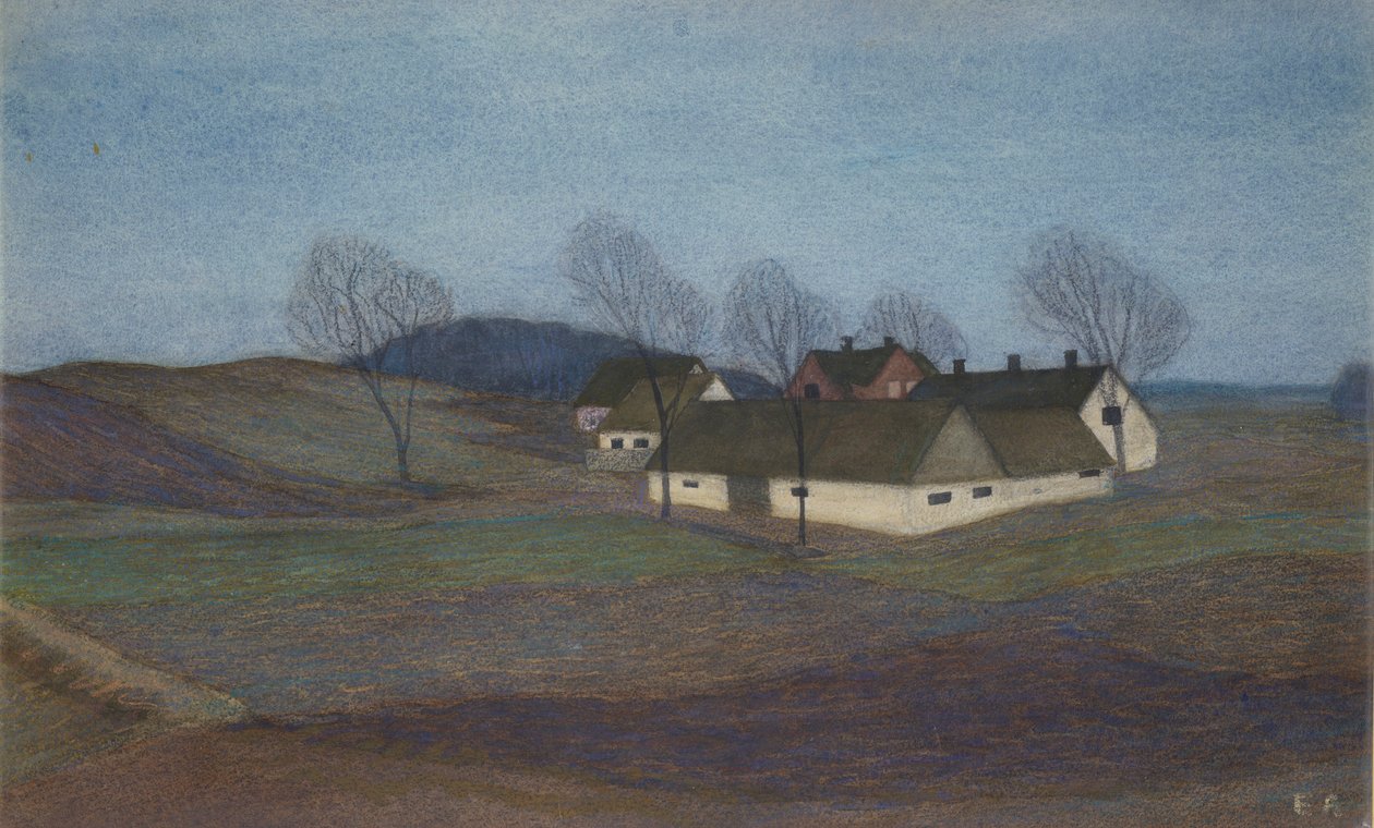 En sjællandsk gård (pastel) af Ester Almqvist