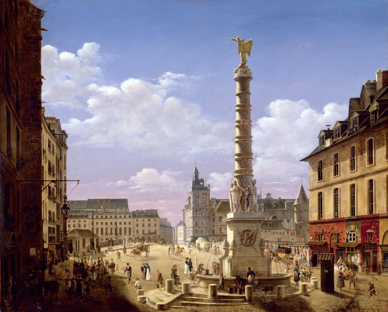 Springvandet på Place du Chatelet, Paris, 1810 af Etienne Bouhot
