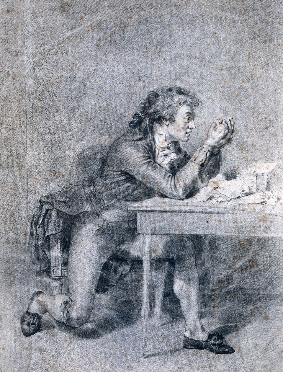 Francois Buzot (1760-94) overvejer en portrætminiature af Madame Roland (1754-93) af Etienne Charles Leguay