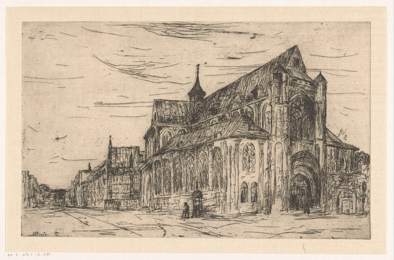 Udsigt over en kirke af Etienne Bosch (signed by artist)