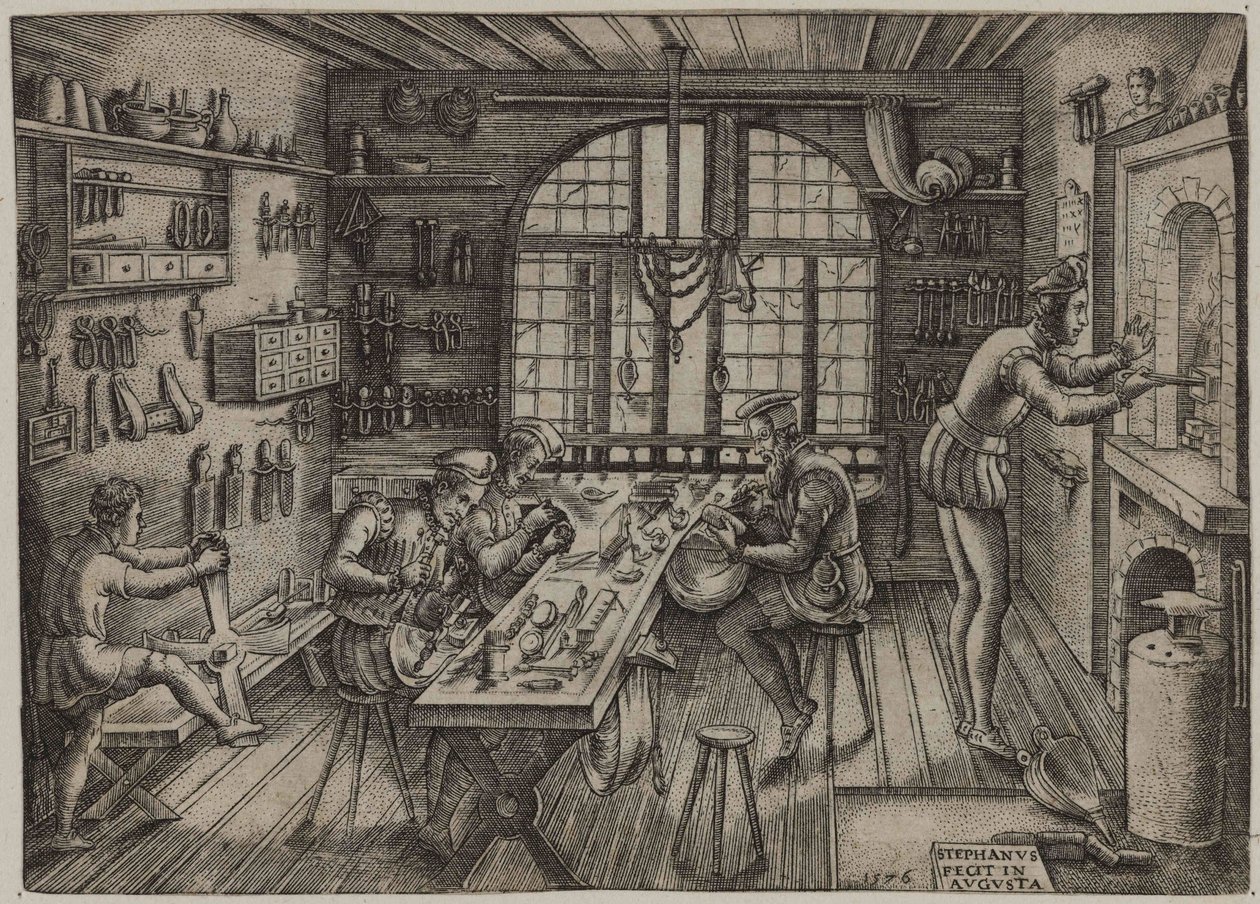 Guldsmedeforretning, 1576. af Etienne Delaune
