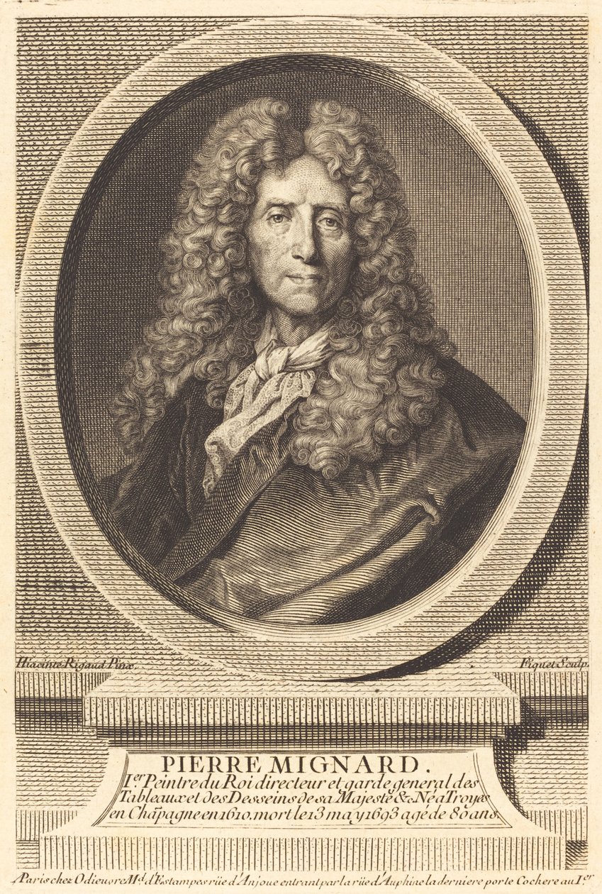 Pierre Mignard af Étienne Ficquet after Hyacinthe Rigaud