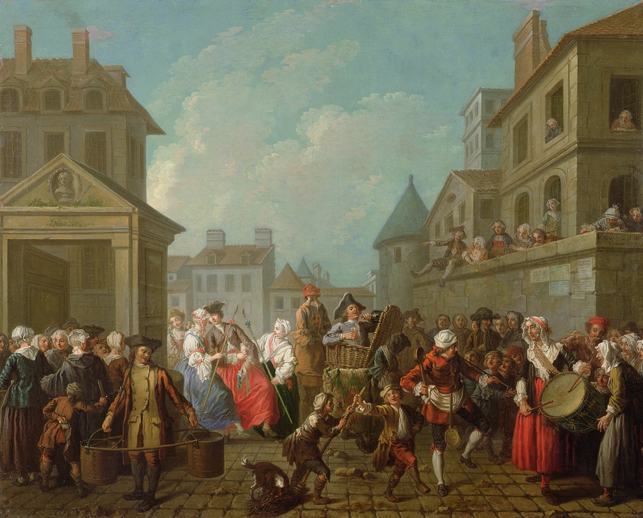 Gadekarneval i Paris, 1757 af Étienne Jeaurat