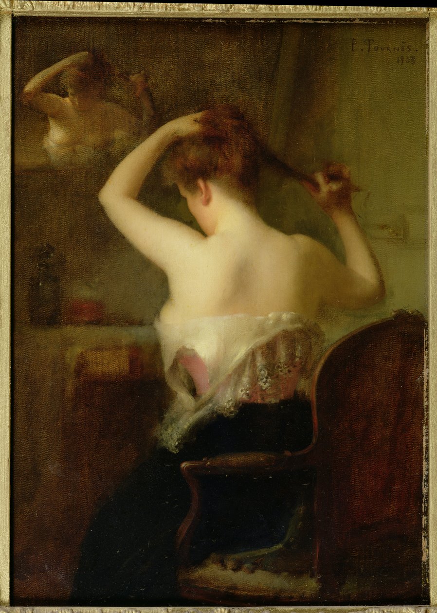 Kvinde arrangerer sit hår, 1903 af Etienne Tournes