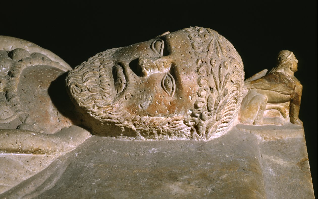 Detalje fra en sarkofag af Etruscan