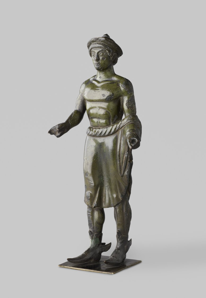 Etruskisk bronzestatuette af Turms (Hermes) (kobberlegering) af Etruscan