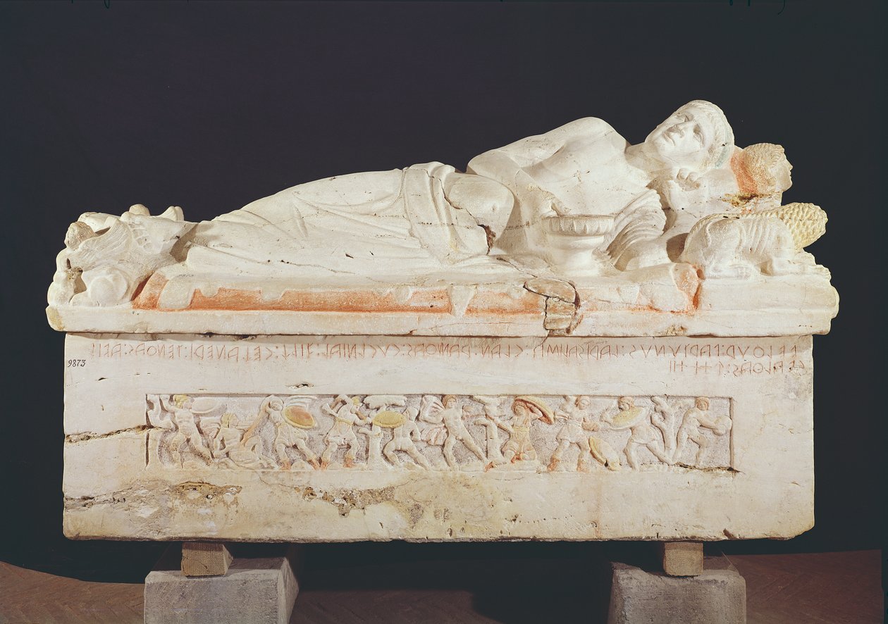 Sarkofag af Velthur Partunus, 8.-1. århundrede f.Kr. (terracotta) af Etruscan