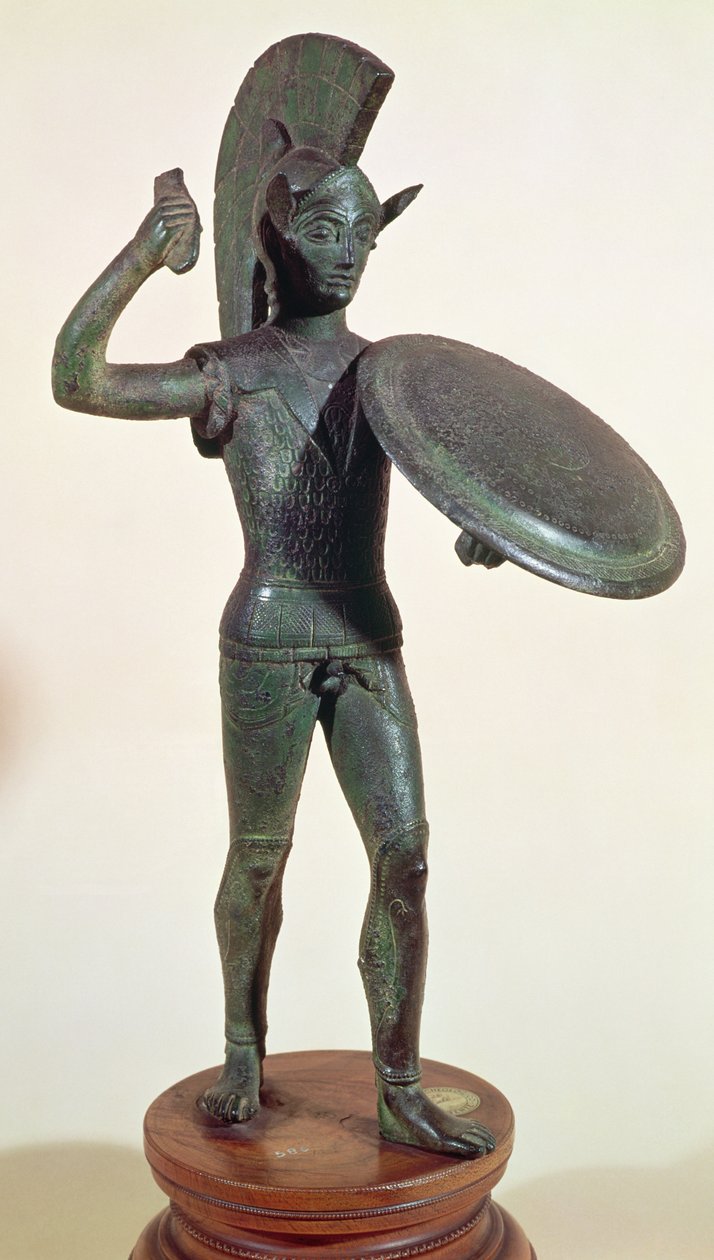 Guden Mars eller en kriger (bronze) af Etruscan