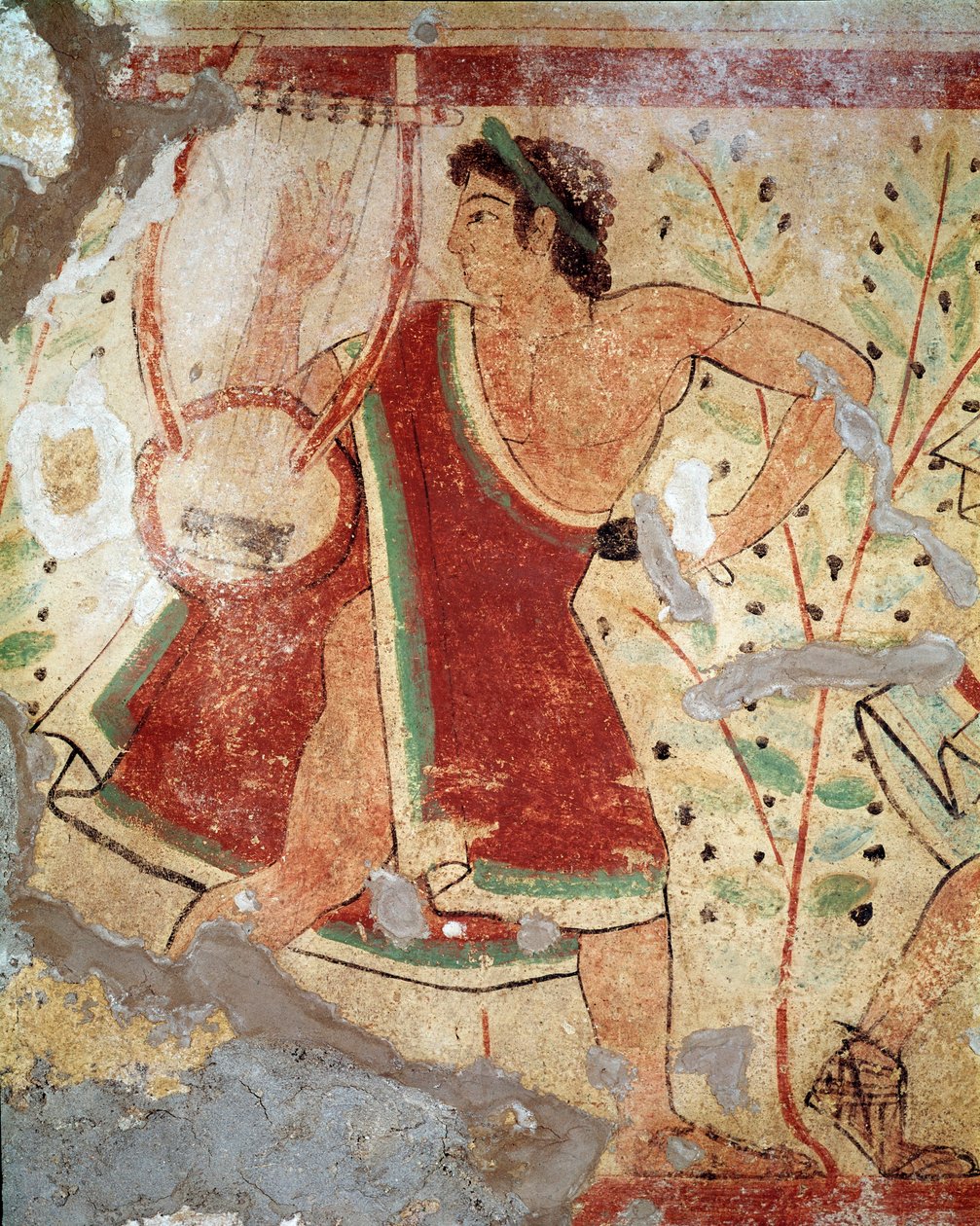 En lyrespiller (Fresco, 520 f.Kr.) af Etruscan