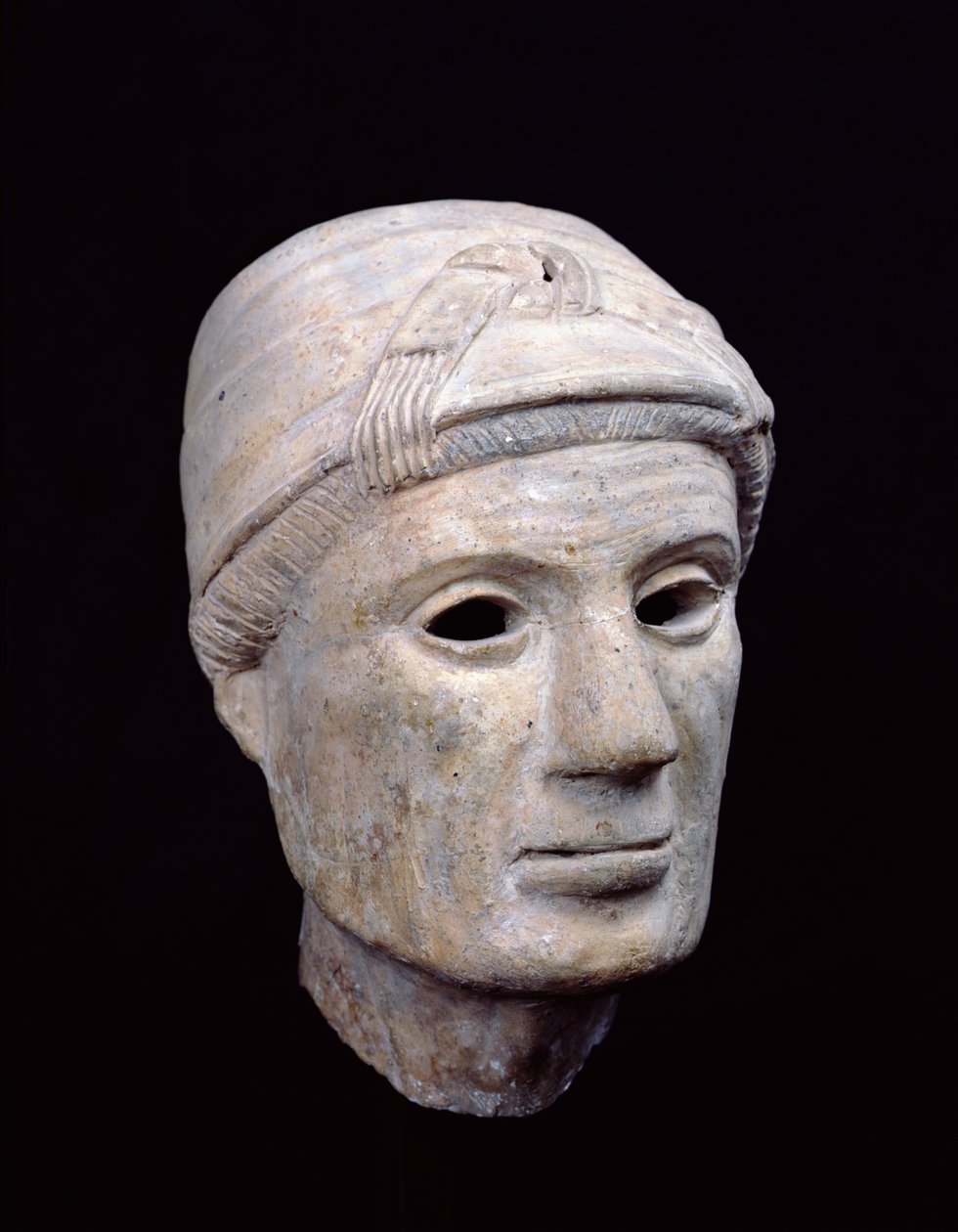 Hoved af en gammel kvinde, fra Cerveteri (ler) af Etruscan