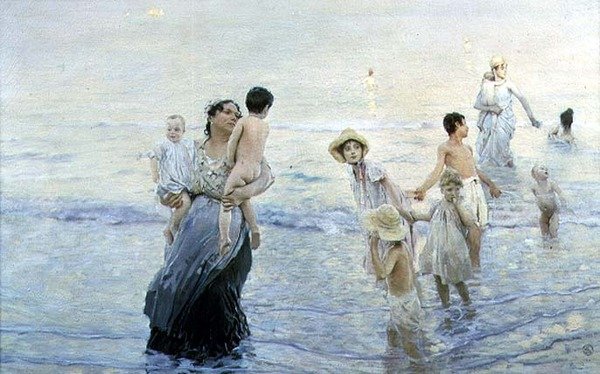 juli (på stranden) af Ettore Tito