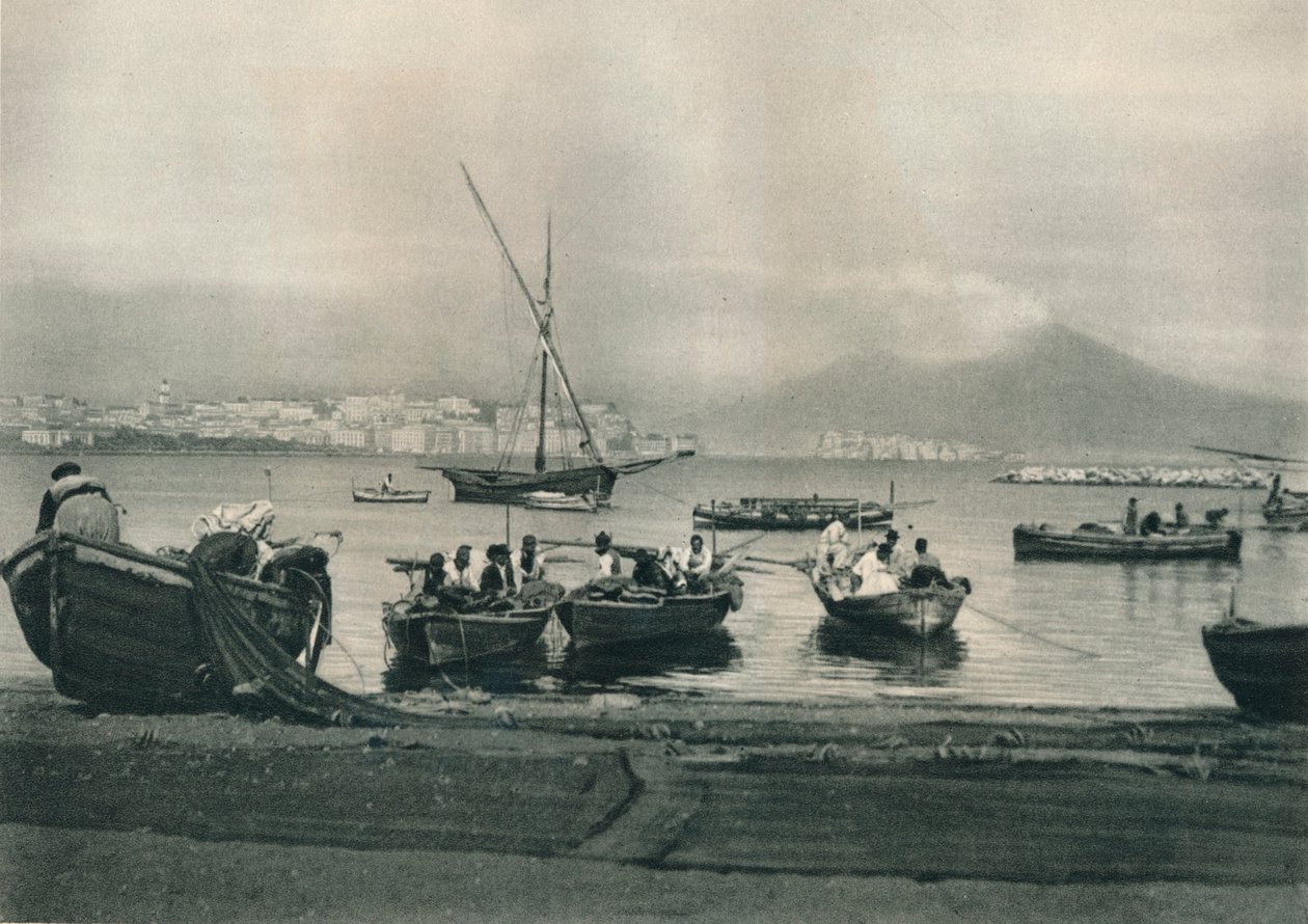 Fiskere på vej til søs, Napoli, Italien, 1927 af Eugen Poppel