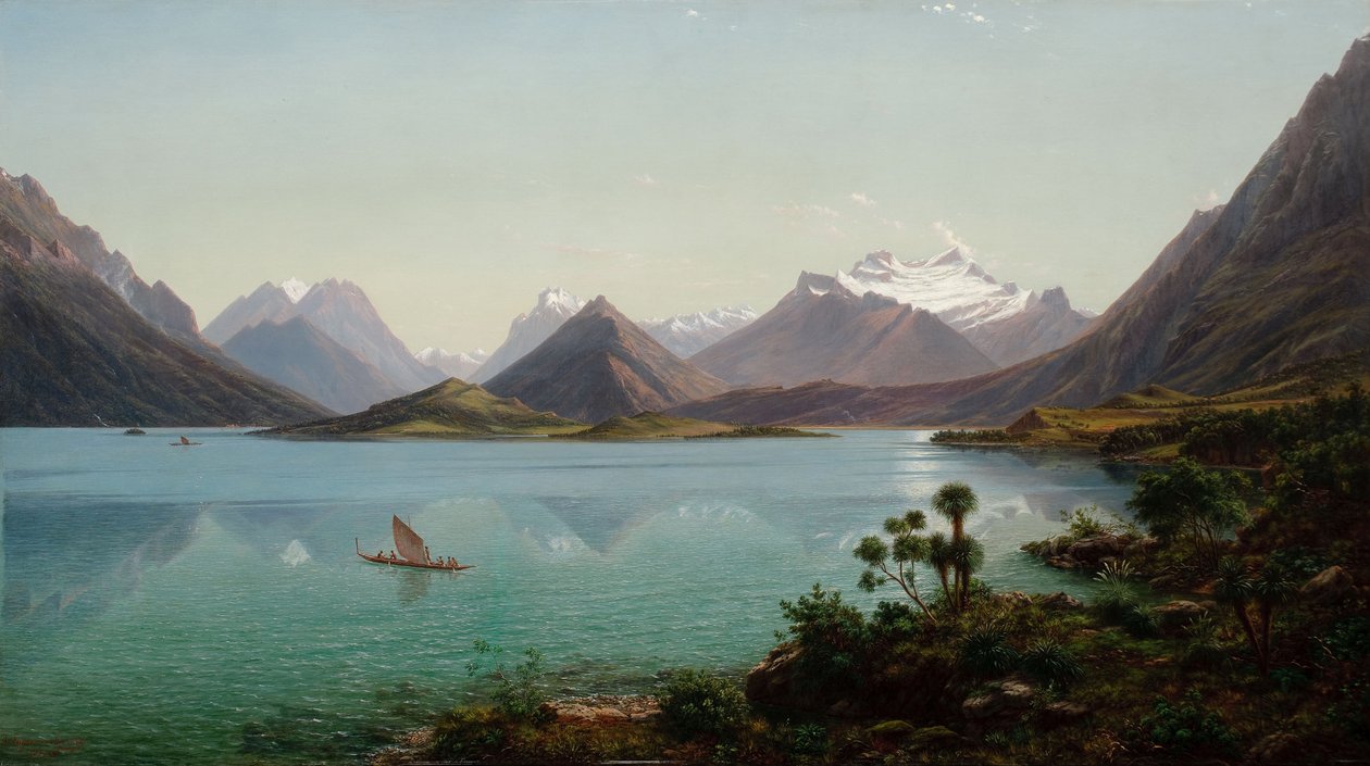 Lake Wakatipu med Mount Earnslaw, Middle Island, New Zealand af Eugene von Guérard