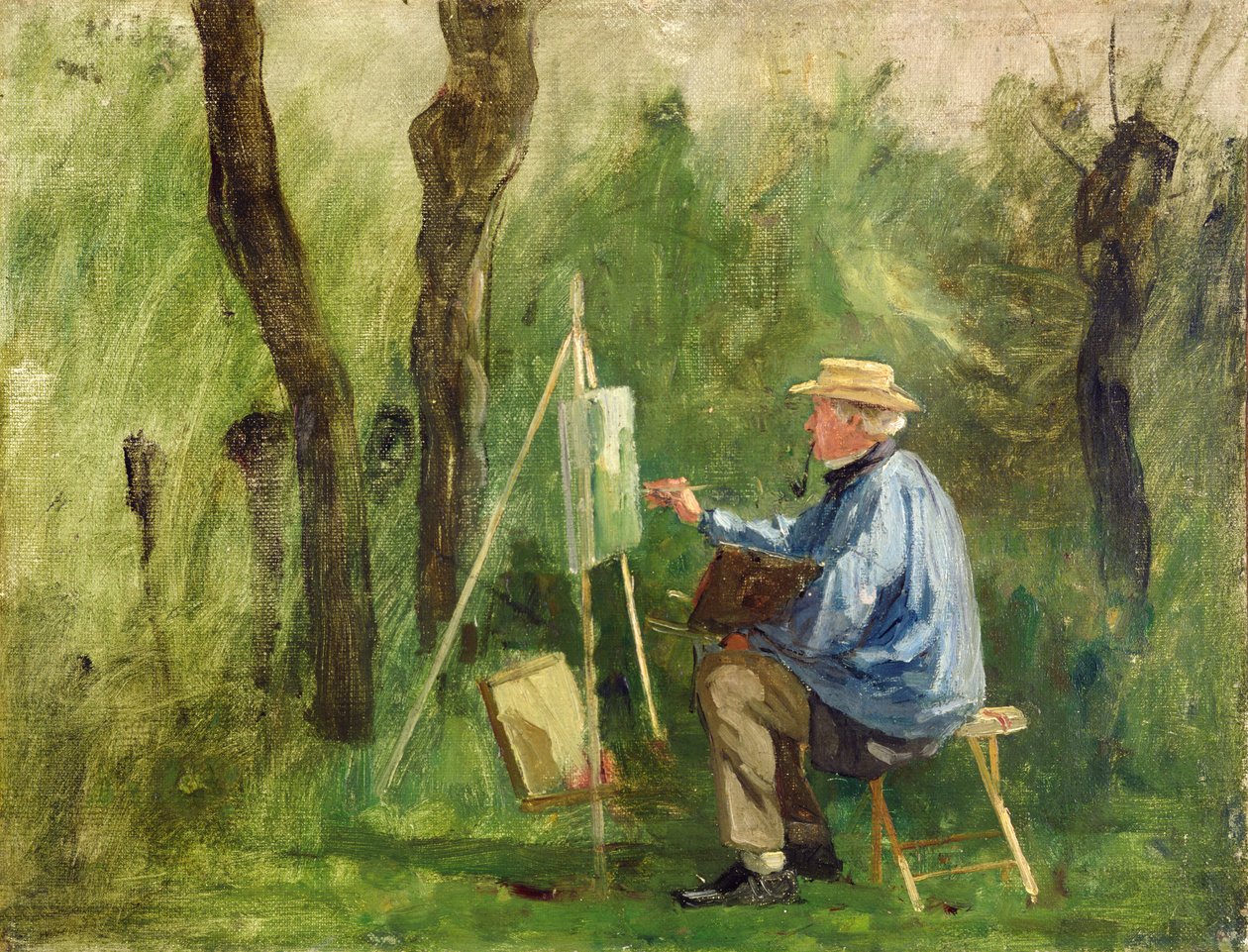 Corot ved sit staffeli, Crecy-en-Brie, 1874 af Eugene Decan