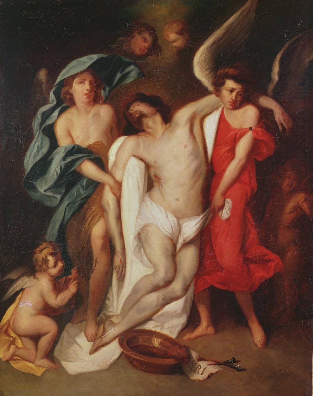 Kristi legeme båret af engle af Ferdinand Victor Eugene Delacroix