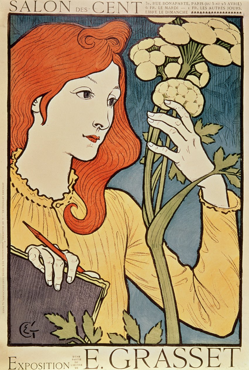 Salon des Cent, 1894 (farvelitografi) af Eugene Grasset