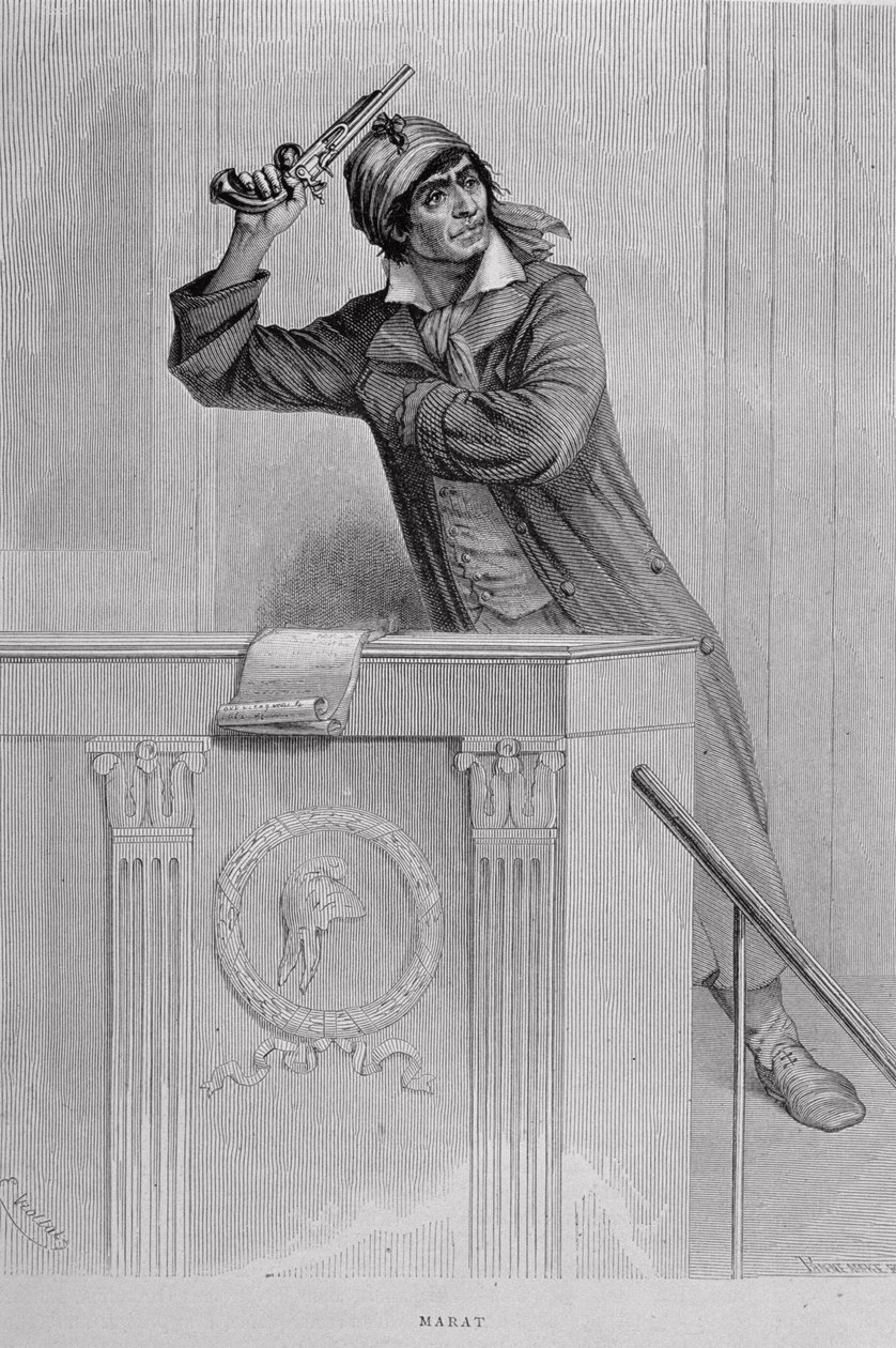 Jean Paul Marat (1743-93) Inciterende revolution, indgraveret af Stephane Pannemaker (1847-1930) af Eugene Joseph Viollat