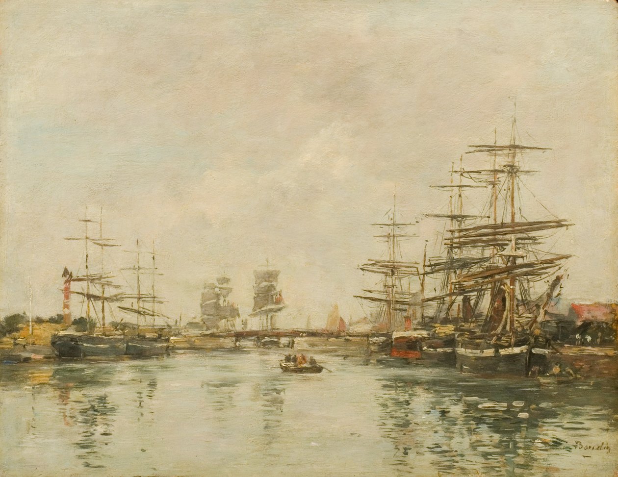 Havnen i Honfleur af Eugene Louis Boudin