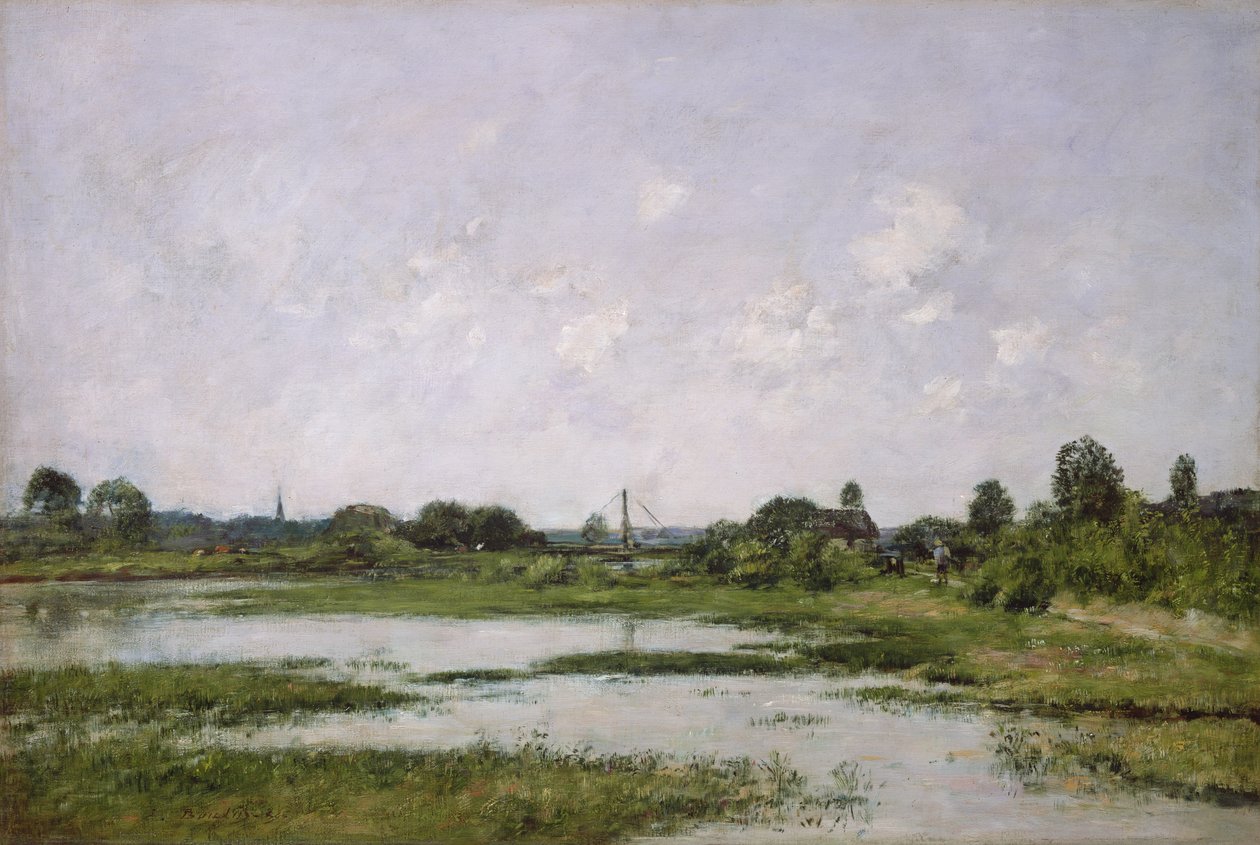 Bredden af floden Touques ved Trouville under foråret tidevand af Eugene Louis Boudin