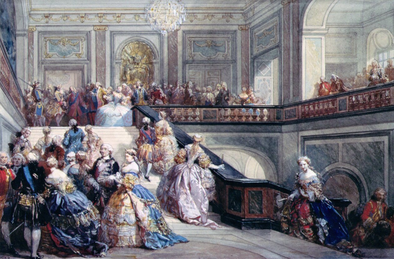 Fest på Chateau de Versailles i anledning af Dauphinens bryllup i 1745 af Eugene Louis Lami