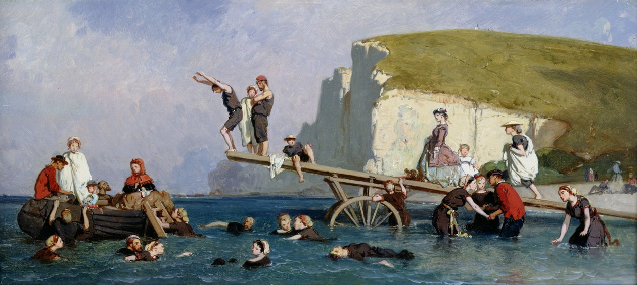 Badning ved Etretat af Eugene Modeste Edmond Lepoittevin
