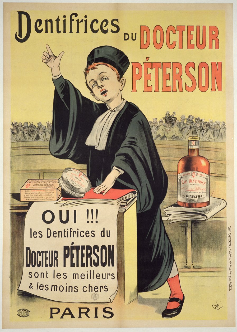 Plakat, der reklamerer for Dr. Petersons tandpastaer af Eugene Oge