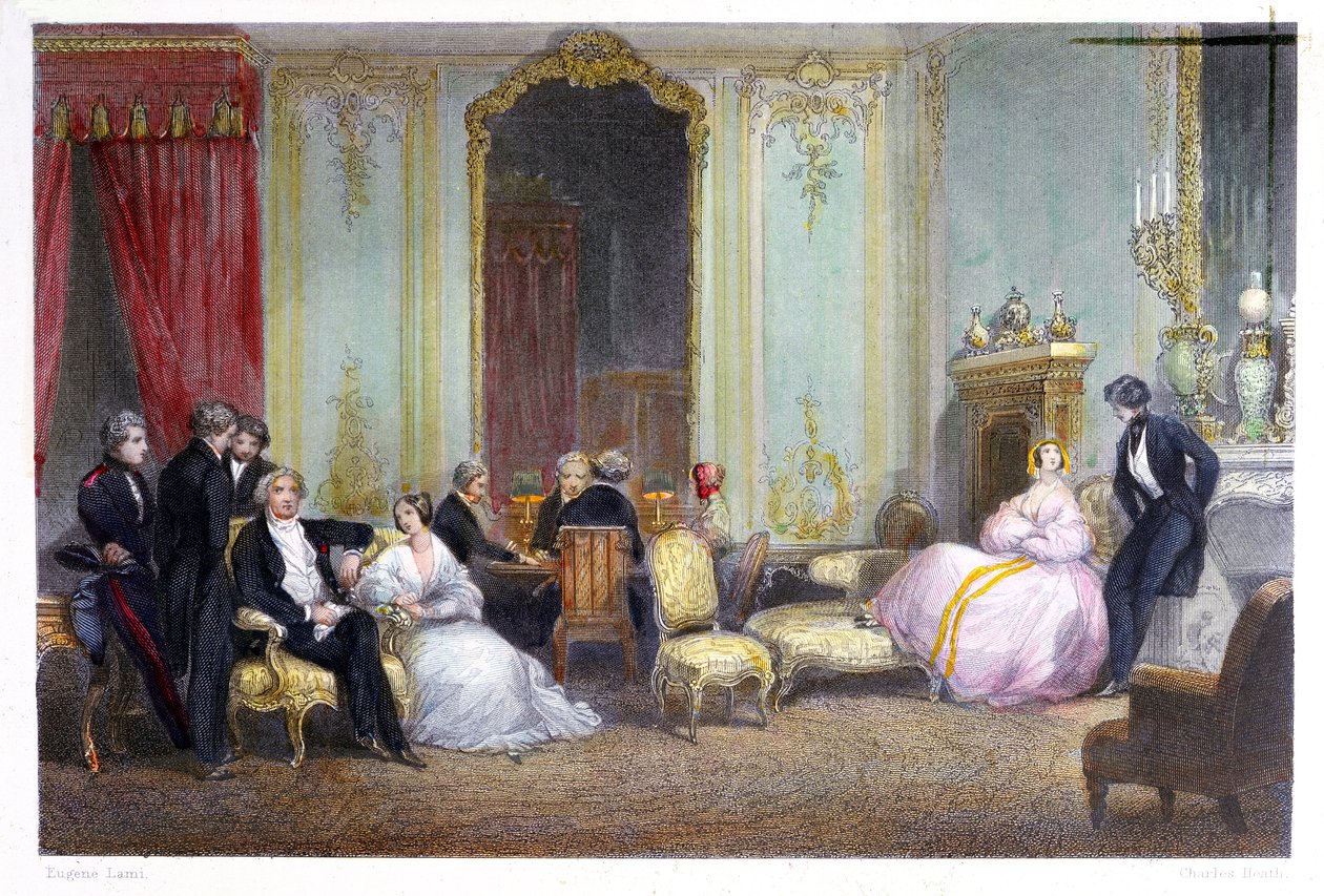 En familie i et indre, 1842 af Eugene Louis Lami