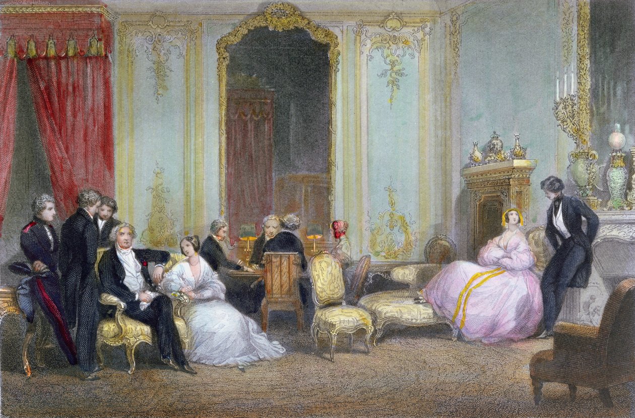 Familiescene, ca. 1840 af Eugene Louis Lami