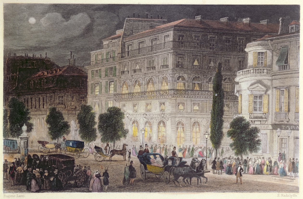 Udsigt over Boulevard des Italiens, graveret af E. Radclyffe, ca. 1840-50 af Eugene Louis Lami
