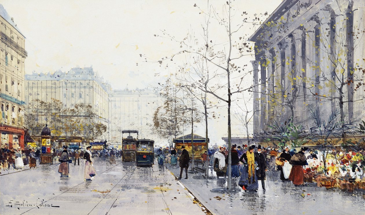 Madeleine, Paris af Eugene Galien Laloue