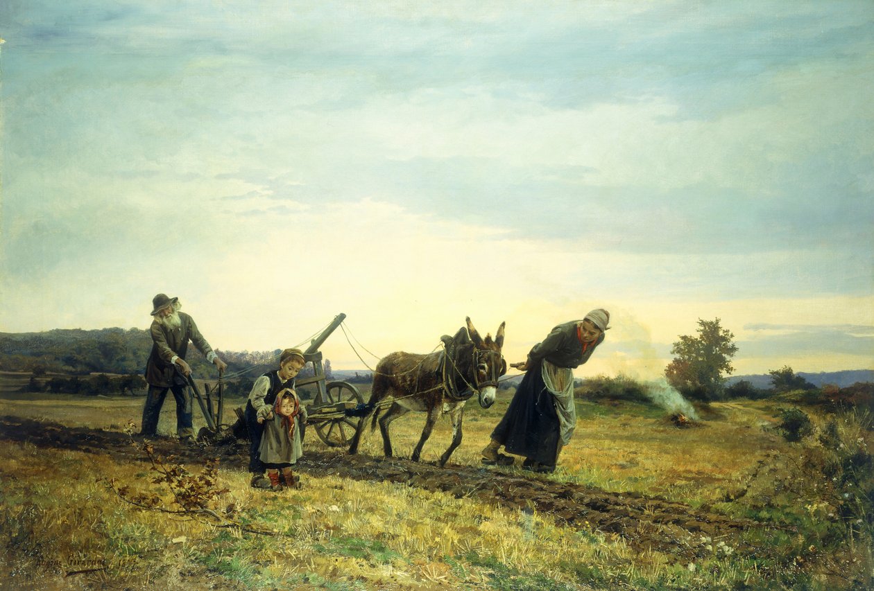 Pløjning af markerne, 1877 af Eugene Alexis Girardet