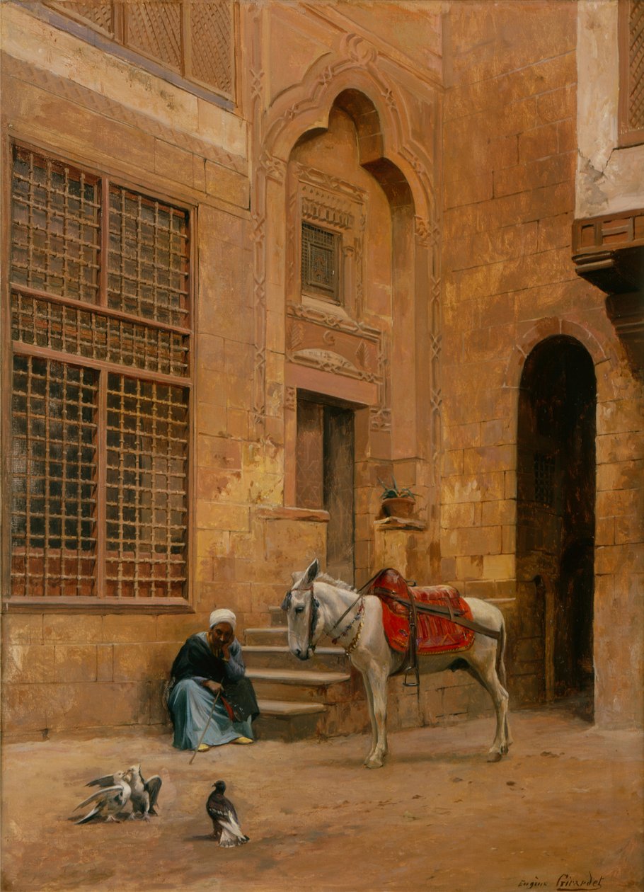 The Courtyard (olie på lærred) af Eugene Alexis Girardet
