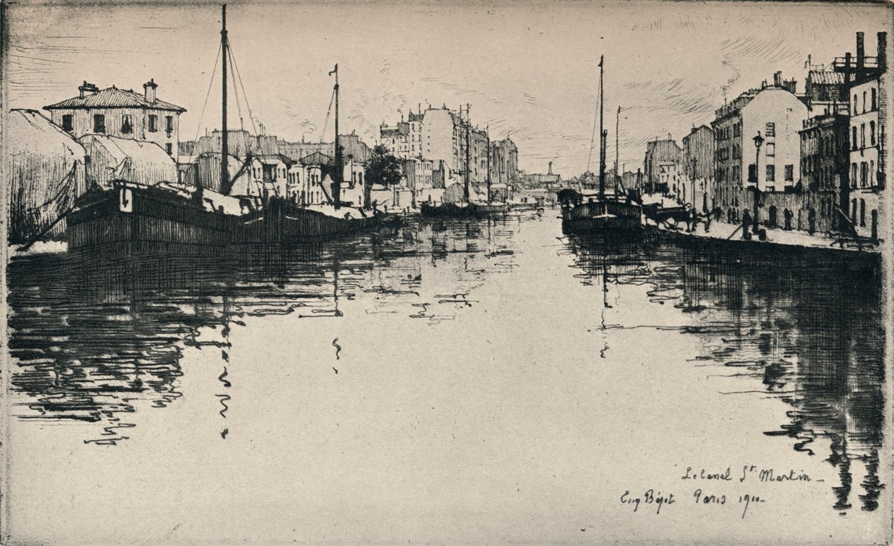 Canal St Martin, 1915 af Eugene Bejot